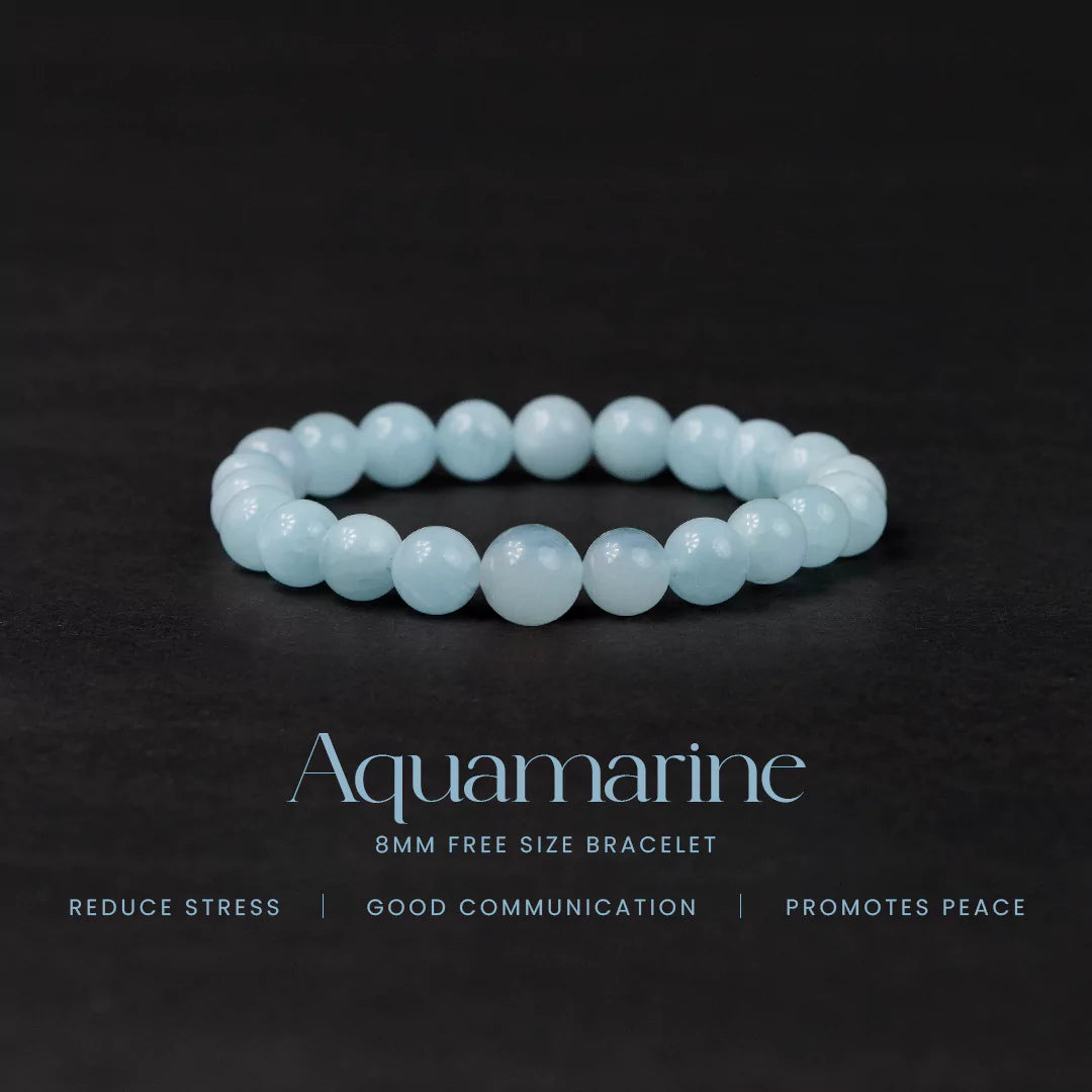 Aquamarine 100% Natural Stone 8mm Bracelet