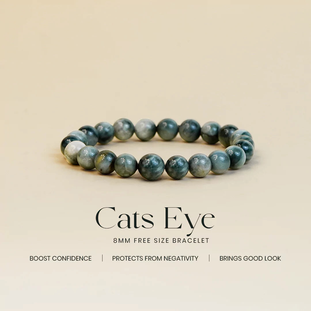 Cats Eye 100% Natural Stone 8mm Bracelet
